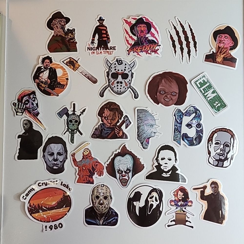 Horror Movie Sticker Pack 25pc Slasher Character Vinyl Style Decals Halloween